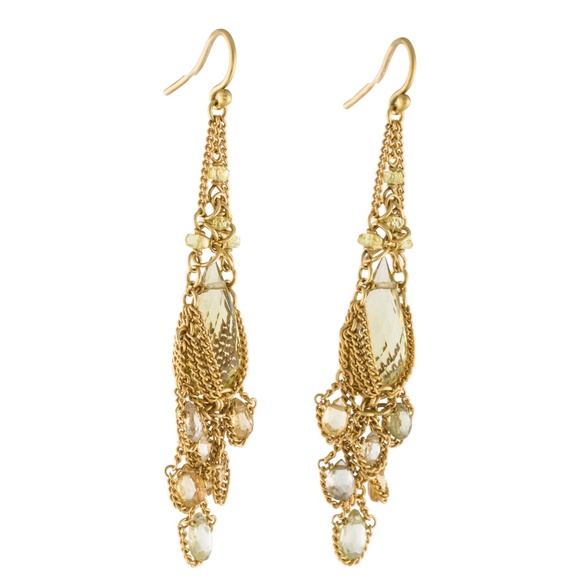 SOLD -Anthony Nak 18k Gold Citrine Dangle Drop Earrings - Picture 6 of 6